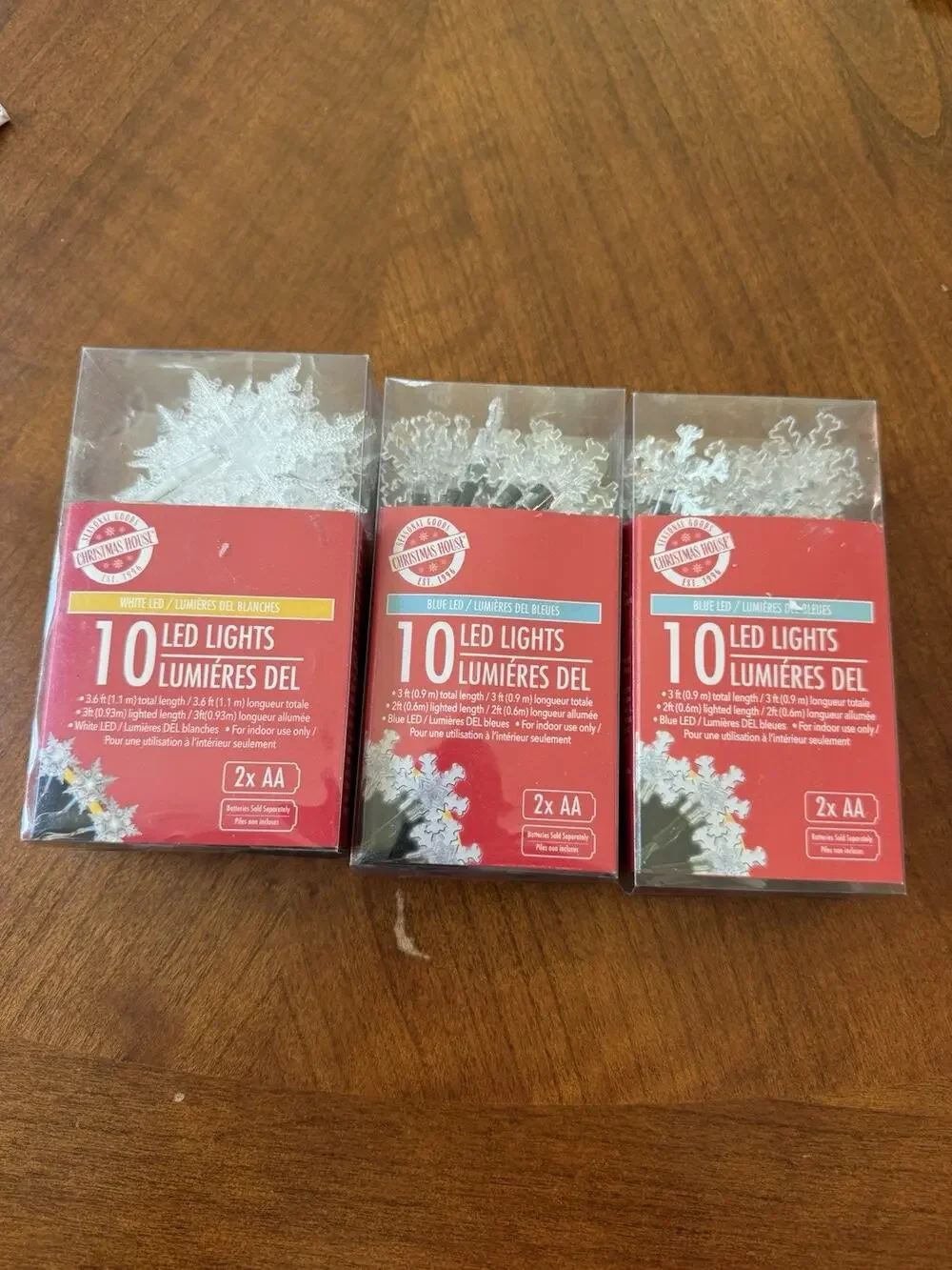 3 Sets Of Snowflake Christmas Lights Blue / White Holidays Decorations